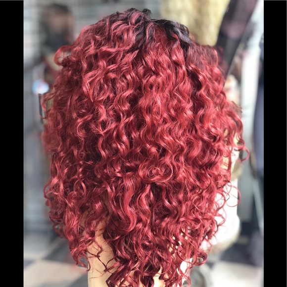 Full lace wig curly short ombré main image 5